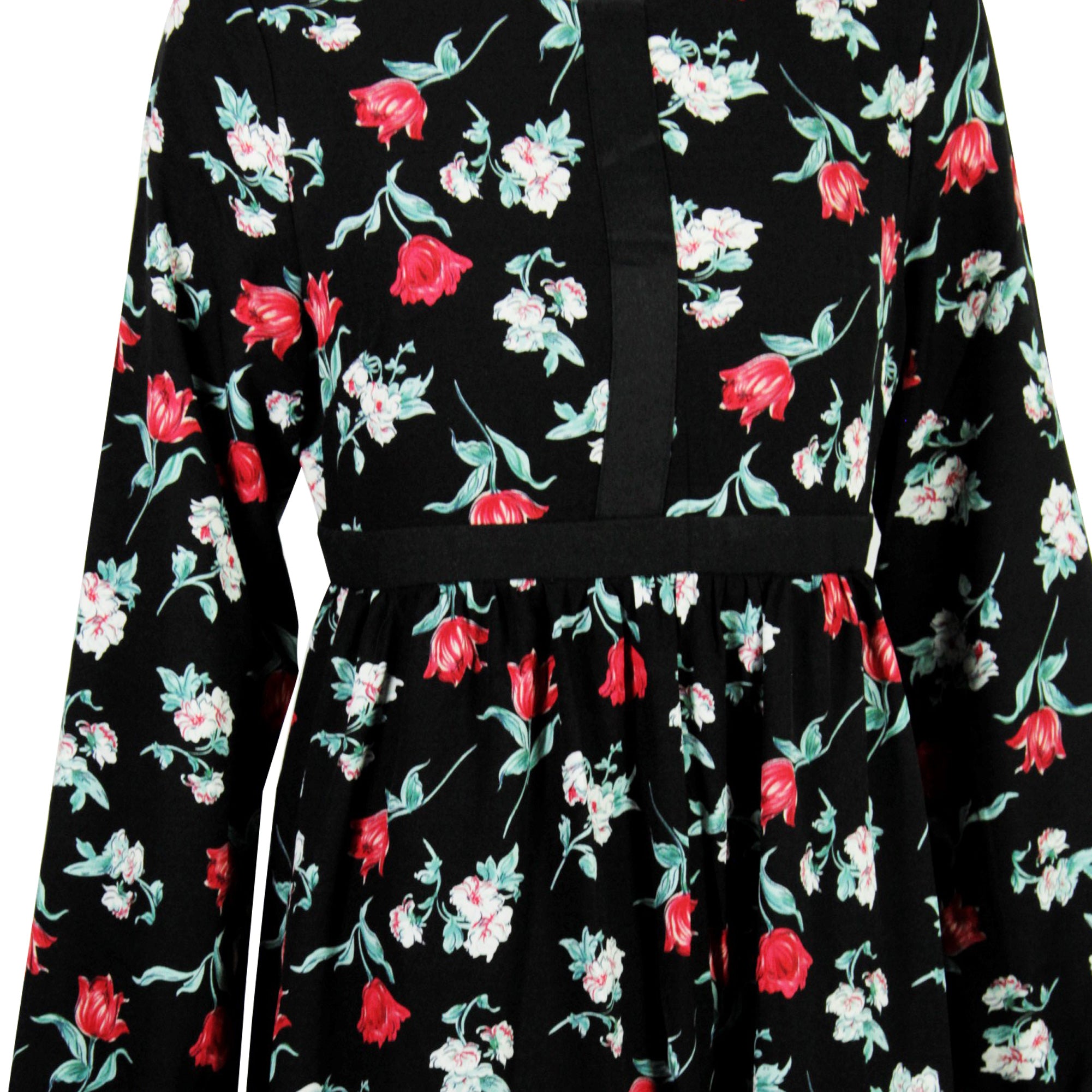 Black Floral Rose Women's Modest Modern Abaya Maxi Casual Party Dress - Hijaz