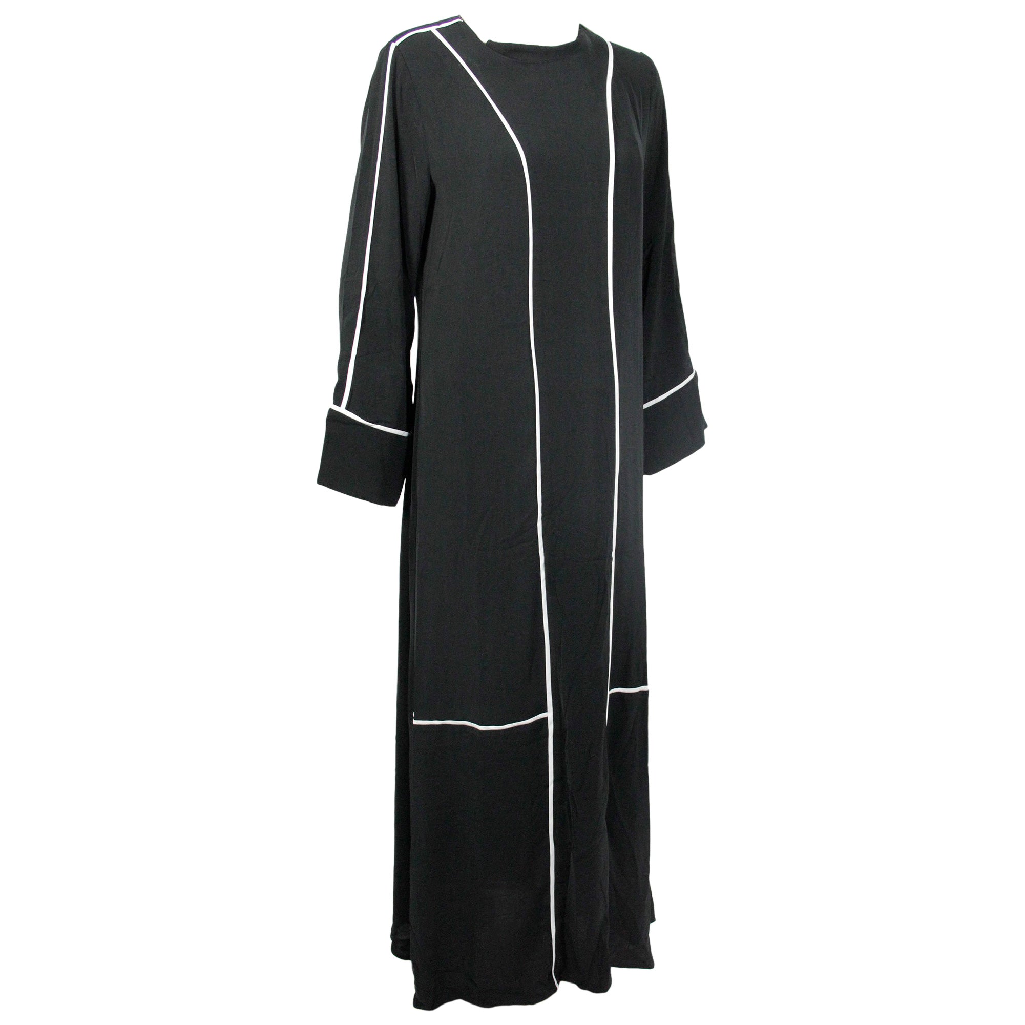 Black and White Women's Elegant Modest Modern Abaya Maxi Party Dress - Hijaz